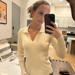 Elegant Cream V-Neck Sweater